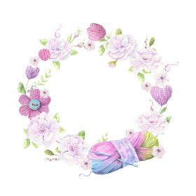 دانلود وکتور تاج گل کارتونی عناصر بافتنی و لوازم جانبی و وکتور طراحی دستی گل های بهاری