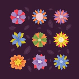 مجموعه قالب آیکون وکتور گل رنگارنگ را دانلود کنید