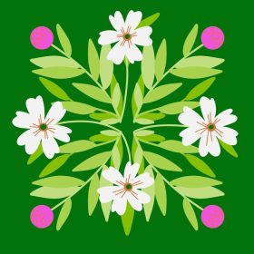 دانلود وکتور تصویر وکتور کارت هنر عامیانه تقارن گل زیبا