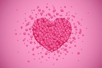 دانلود تصویر وکتور قلب قرمز ساخته شده توسط حباب های کوچک