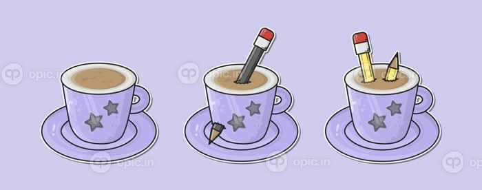 دانلود وکتور یک فنجان قهوه و یک مداد