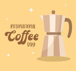 دانلود وکتور روز بین المللی قهوه با طرح وکتور کتری