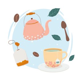 دانلود وکتور قهوه و چای زمان نوشیدن نوشیدنی وکتور تصویر