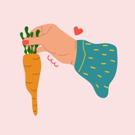 دانلود وکتور مفهوم غذای سالم هویج را در دست گرفته است