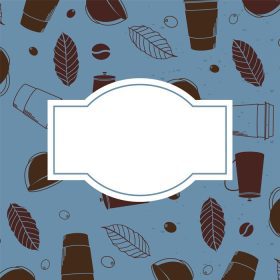 دانلود وکتور لیوان و برگ قهوه پس زمینه با فضایی برای طرح وکتور متن