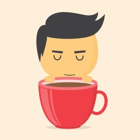 دانلود وکتور مرد قهوه و فنجان قرمز