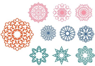دانلود مجموعه وکتور وکتورهای زینتی انتزاعی رایگان با الهام از زیور آلات اسلامی و شامل طرح های گلبرگ مانند قلب چرخش و غیره