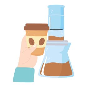 دانلود وکتور روش های دم کردن قهوه سیفون و تصویر وکتور فنجان قهوه یکبار مصرف دستی