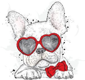 دانلود وکتور سگ زیبا در عینک با قلب