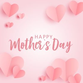 دانلود وکتور کارت پستال تبریک روز مادر با قلب های کاغذی اوریگامی
