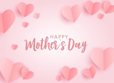 دانلود وکتور کارت پستال تبریک روز مادر با قلب های کاغذی اوریگامی