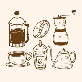 دانلود مجموعه وکتور مجموعه وکتور عنصر قهوه با دست ترسیم شده بهترین وکتور برای هر نوع پروژه و استفاده لذت ببرید