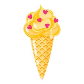 دانلود وکتور بستنی زرد قیفی یا دمپایی با قلب