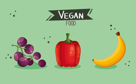 دانلود وکتور پوستر غذای گیاهی با فلفل و سبزیجات