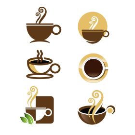 دانلود وکتور مجموعه ای از لوگوهای قهوه برای مشاغل و کافی شاپ ها جدا شده در پس زمینه سفید
