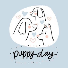 دانلود وکتور مجموعه شخصیت های سگ های آبرنگ با حروف برای استفاده در پست پوستر یا بروشور در روز توله سگ