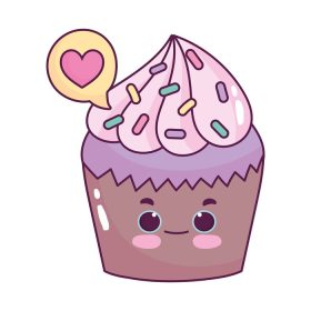 دانلود وکتور غذای ناز کاپ کیک عشق قلب شیرین شیرینی شیرینی شیرینی کارتون تصویر وکتور طرح جدا شده