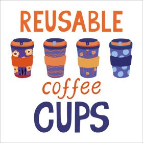 دانلود نقل قول وکتور با فنجان های قهوه قابل استفاده مجدد هر فنجان ناز دارای یک فضای است