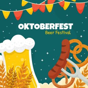 دانلود وکتور میهمانی میان وعده سوسیس آبجو در جشنواره اکتبر فستیوال