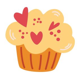 دانلود وکتور کلوچه با قلب دسر شیرین غذای کاپ کیک با وانیل