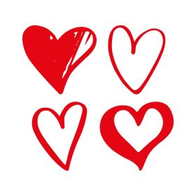 دانلود وکتور طراحی قلب قرمز با دست طراحی عناصر برای روز ولنتاین
