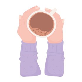دانلود وکتور دست های مرد با فنجان قهوه نوشیدنی داغ تازه
