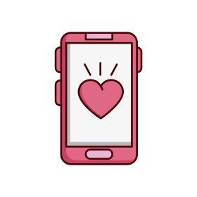 دانلود وکتور گوشی هوشمند روز ولنتاین با نماد قلب جدا شده