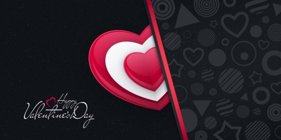 دانلود وکتور برش کاغذ سیاه کارت پستال تبریک روز ولنتاین با شکل قلب و الگوهای مختلف طرح بنر عشق
