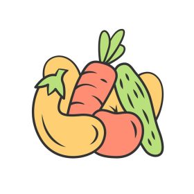 دانلود وکتور نماد رنگ سبزیجات خیار گوجه فرنگی هویج بادمجان