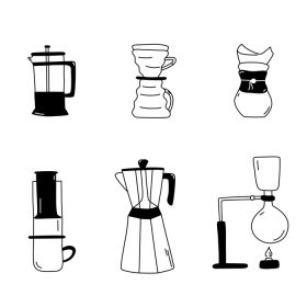 دانلود وکتور روش های دم کردن قهوه راهنمای سبک های قهوه سازی دستی