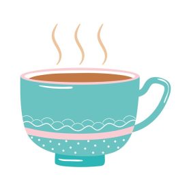 دانلود نماد وکتور فنجان چای یا قهوه تازه روی پس‌زمینه سفید