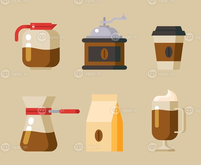 دانلود وکتور زمان آن است که مجموعه کلیپرت این عناصر قهوه را دانلود کنید