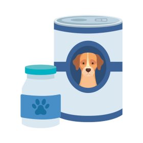 دانلود وکتور غذا و بطری دارو برای سگ آیکون ایزوله