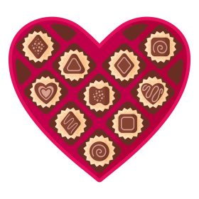 دانلود وکتور جعبه شکلات صورتی قلب باز