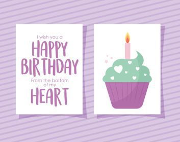 دانلود وکتور کارت کیک کوچک با تولدت مبارک