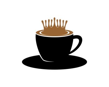 دانلود وکتور فنجان قهوه سیاه با قهوه تاج اسپلش