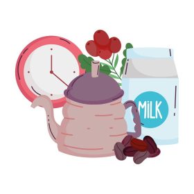 دانلود وکتور روش های دم کردن قهوه جعبه شیر کتری و ساعت با دانه ها