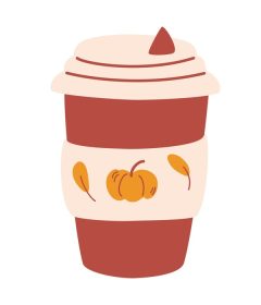 دانلود وکتور لیوان قهوه کدو تنبل کدو تنبل خوش طعم لاته نوشیدنی گرم فصلی خوشمزه و خوشمزه وکتور قهوه برای رفتن خلق و خوی پاییزی تصویر وکتور در پس زمینه سفید