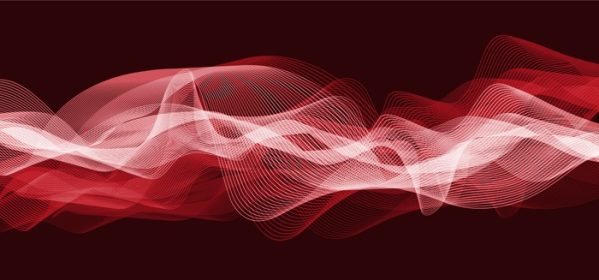 دانلود وکتور موج صوتی دیجیتال قرمز تیره با مقیاس ریشتر کم و بلند در فناوری پس زمینه سیاه و نمودار موج زلزله و طرح مفهومی قلب متحرک برای استودیو موسیقی و تصویر برداری علمی