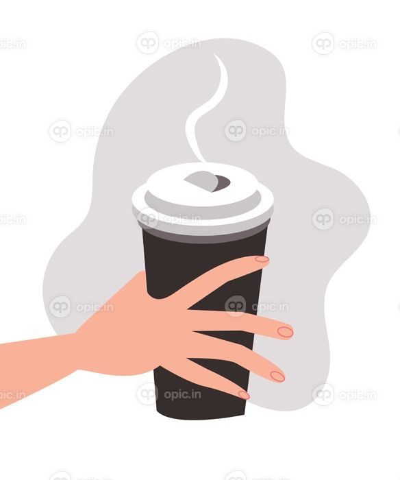 دانلود وکتور فنجان قهوه پلاستیکی یکبار مصرف با قهوه داغ به سبک فلت