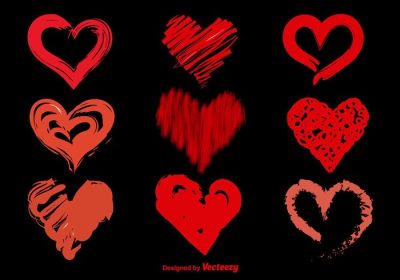 دانلود وکتور نمادهای قلب انتزاعی تصویر جوهر قرمز