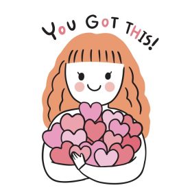 دانلود وکتور رسم دست کارتونی ناز روز ولنتاین زن و قلب های بسیاری