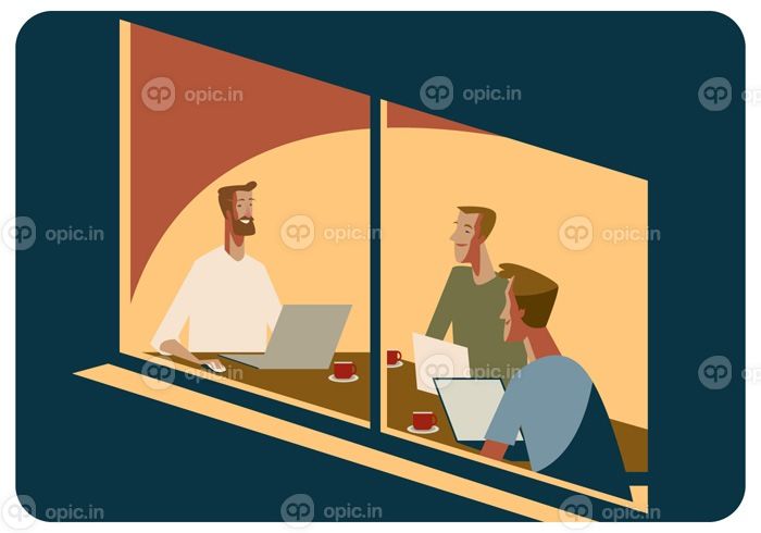 دانلود وکتور تصویر جلسه کافی شاپ با دوستان