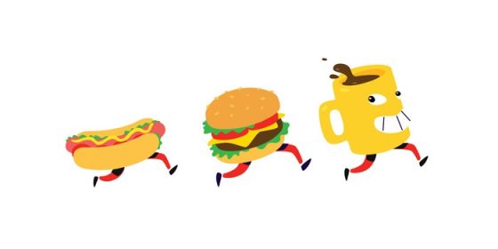 دانلود لوگوی وکتور لیوان قهوه هات داگ شخصیت های همبرگر برای
