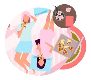 دانلود وکتور جشن دخترانه تخت نماد مفهومی سرویس تحویل پیتزا