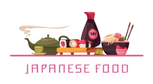 دانلود وکتور ترکیب متن غذای ژاپنی