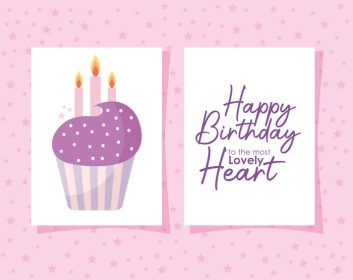 دانلود وکتور کارت کیک با تبریک تولد به دوست داشتنی ترین قلب