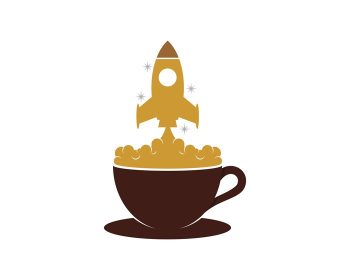 دانلود وکتور فنجان قهوه با پرتاب موشک در بالا