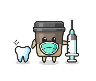 دانلود وکتور شخصیت طلسم فنجان قهوه به عنوان یک دندانپزشک
