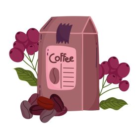 دانلود وکتور روش دم کردن قهوه بسته بندی محصول دانه و دانه خشک تصویر برداری